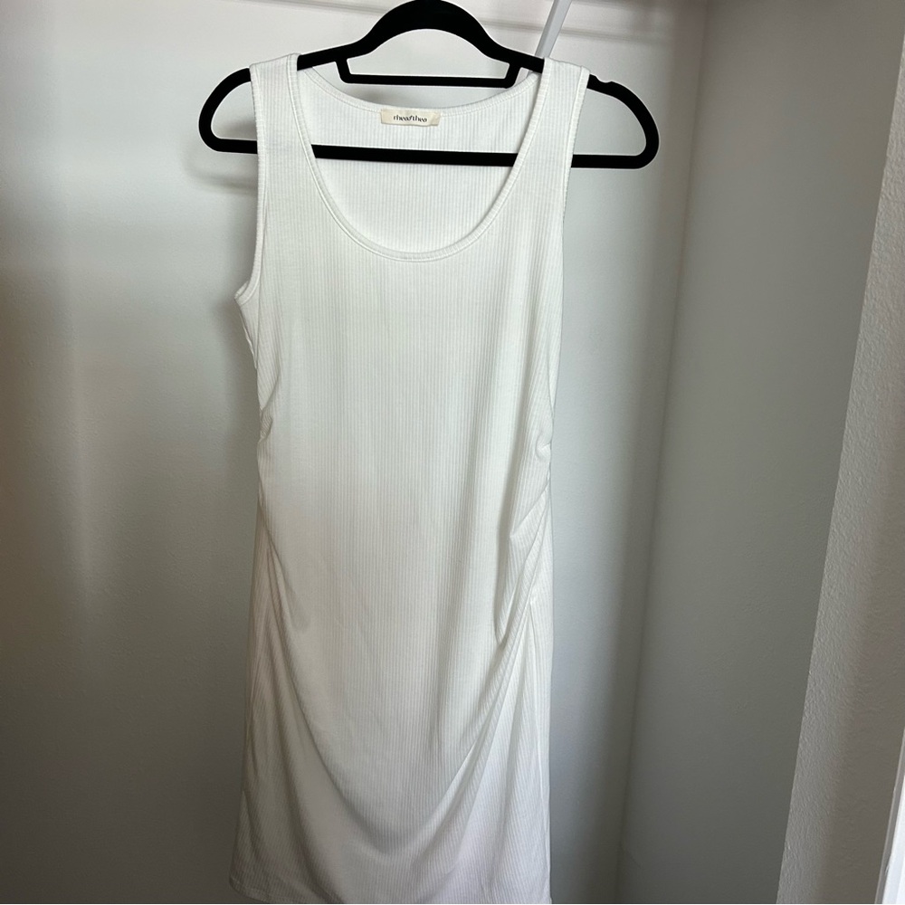 Rhea & Thea Ribbed White Dress Size M